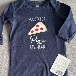 Navy Blue Baby Onesie with Pizza Graphic NWT